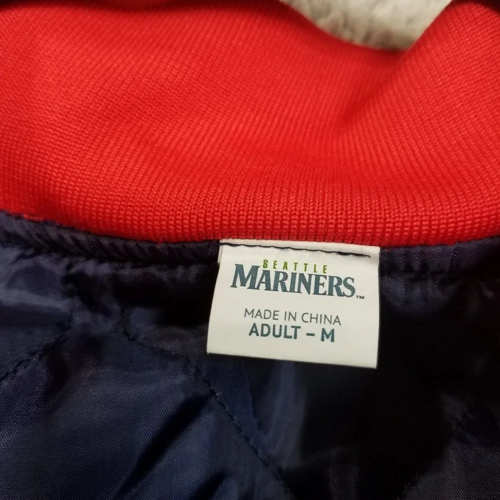 Seattle Mariners Gonzaga Bulldogs Jacket Satin Shiny Bomber Coat Mens Medium